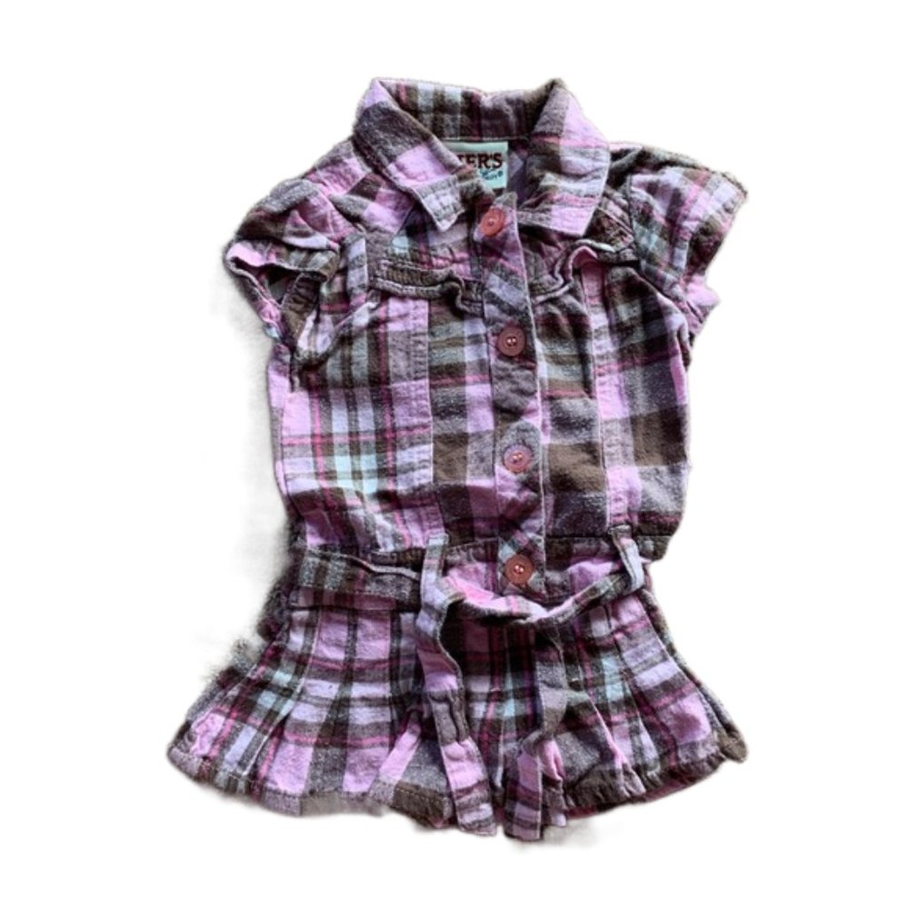 🎉 CARTERS Baby Girl Western Plaid Belted Dress, size 18m